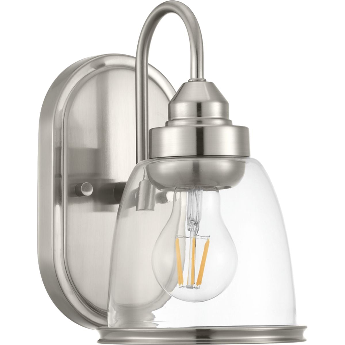 Saluda Elegance Brushed Nickel Vanity Sconce with Clear Glass Shade