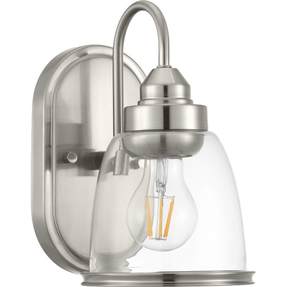 Saluda Elegance Brushed Nickel Vanity Sconce with Clear Glass Shade