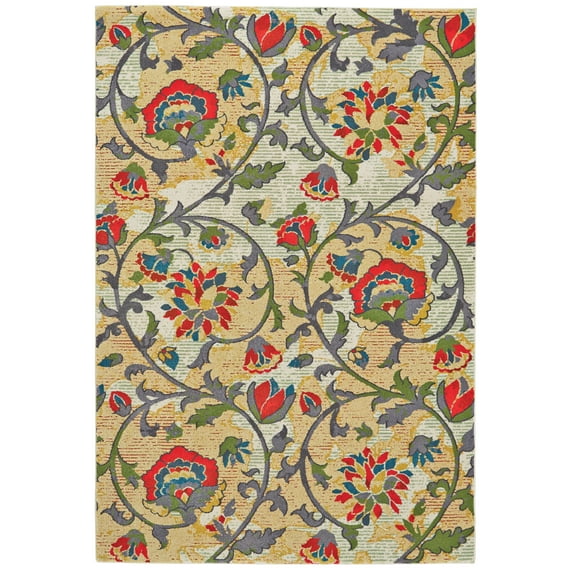 Saluda Spiral Botanical Rug, Bright Red/Green, 2ft - 2in x 4ft Accent Rug