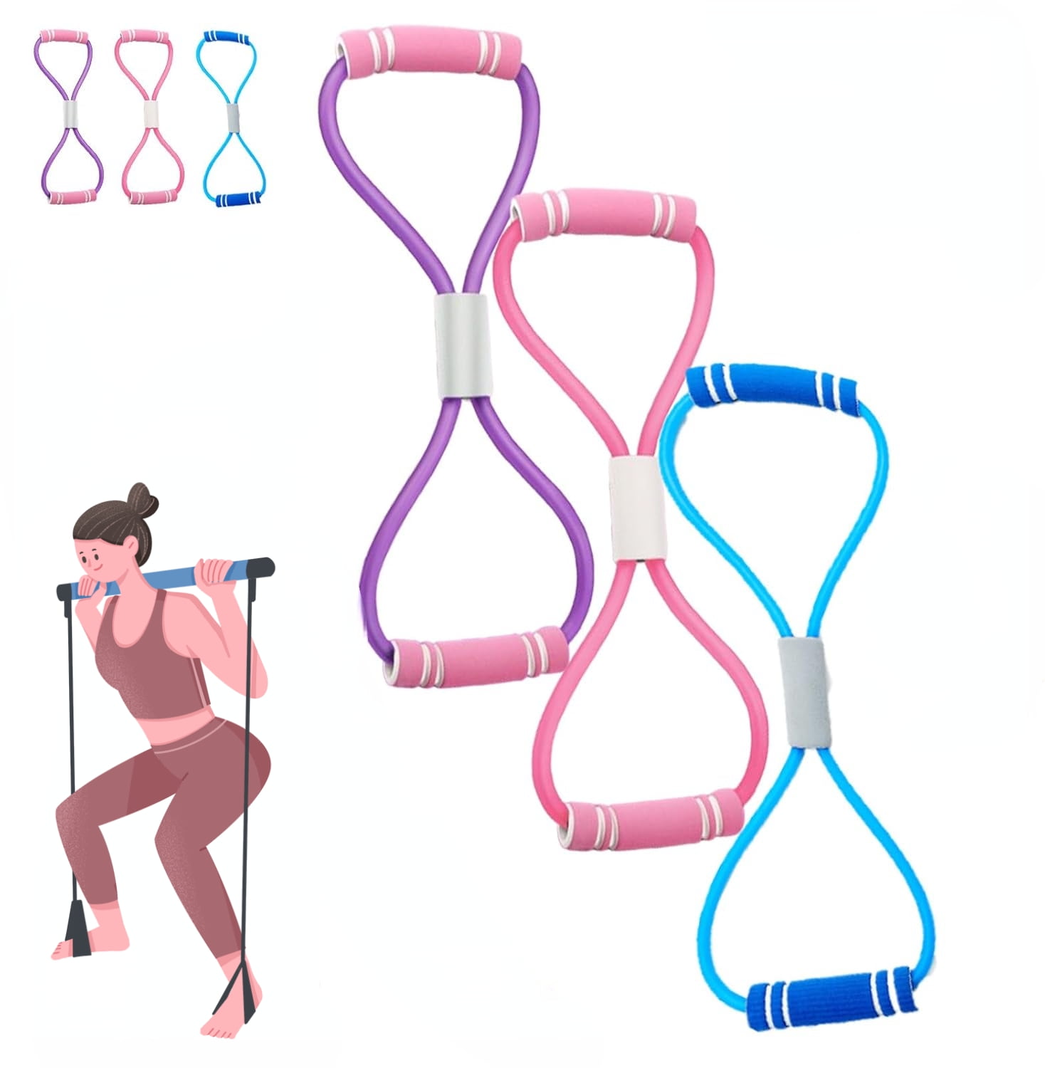 Figure 8 Resistance Band Mit Griffen - Dehnbänder Für Arme & Schultern