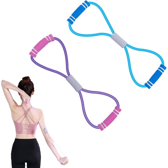 Resistance Band with Handles, Figure 8 Tension Rope Stretch Bands for Exercise, Shoulder Biceps Chest Arm Workout Equipment, 8 Shaped Elastic Pull Yoga Tension Rope