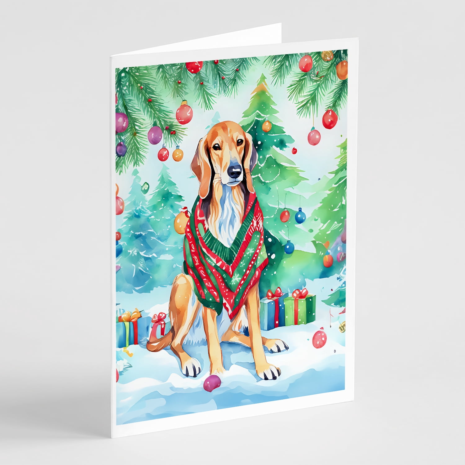 Saluki Christmas Greeting Cards Pack of 8 7 in x 5 in