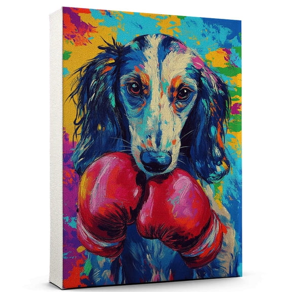 Saluki Dog Boxing Art Canvas  Saluki Dog Playing Boxing Wall Art, Dog Lover Canvas, Sports Theme Decor for Living Room