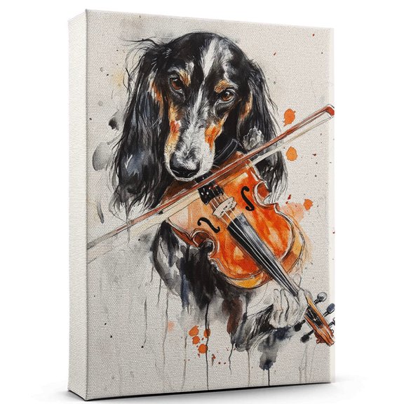 Saluki Dog Canvas Violin Stretched Canvas Size 8x12 – Funny Saluki Dog Canvas Wall Decor, Funny Dog Wall Art for Violin Room