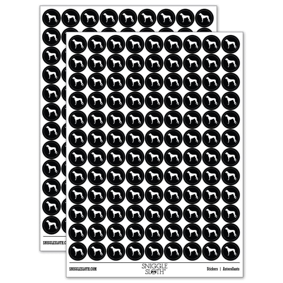 Saluki Dog Solid 200+ Round Stickers - Black - Gloss Finish - 0.50" Size