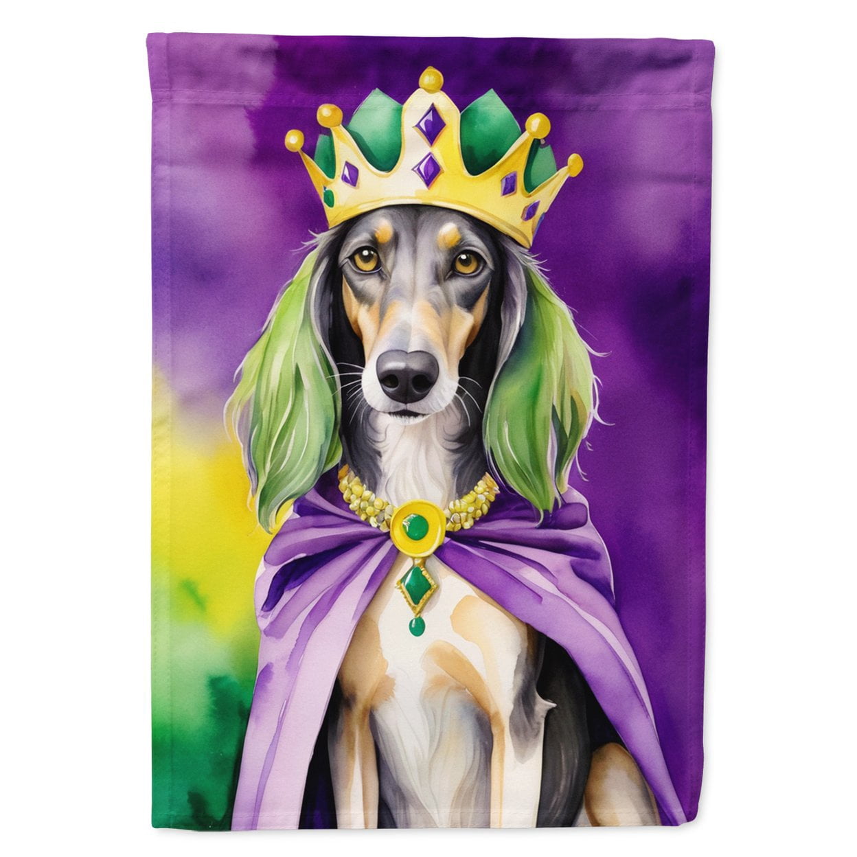 Saluki King of Mardi Gras Garden Flag 11.25 in x 15.5 in
