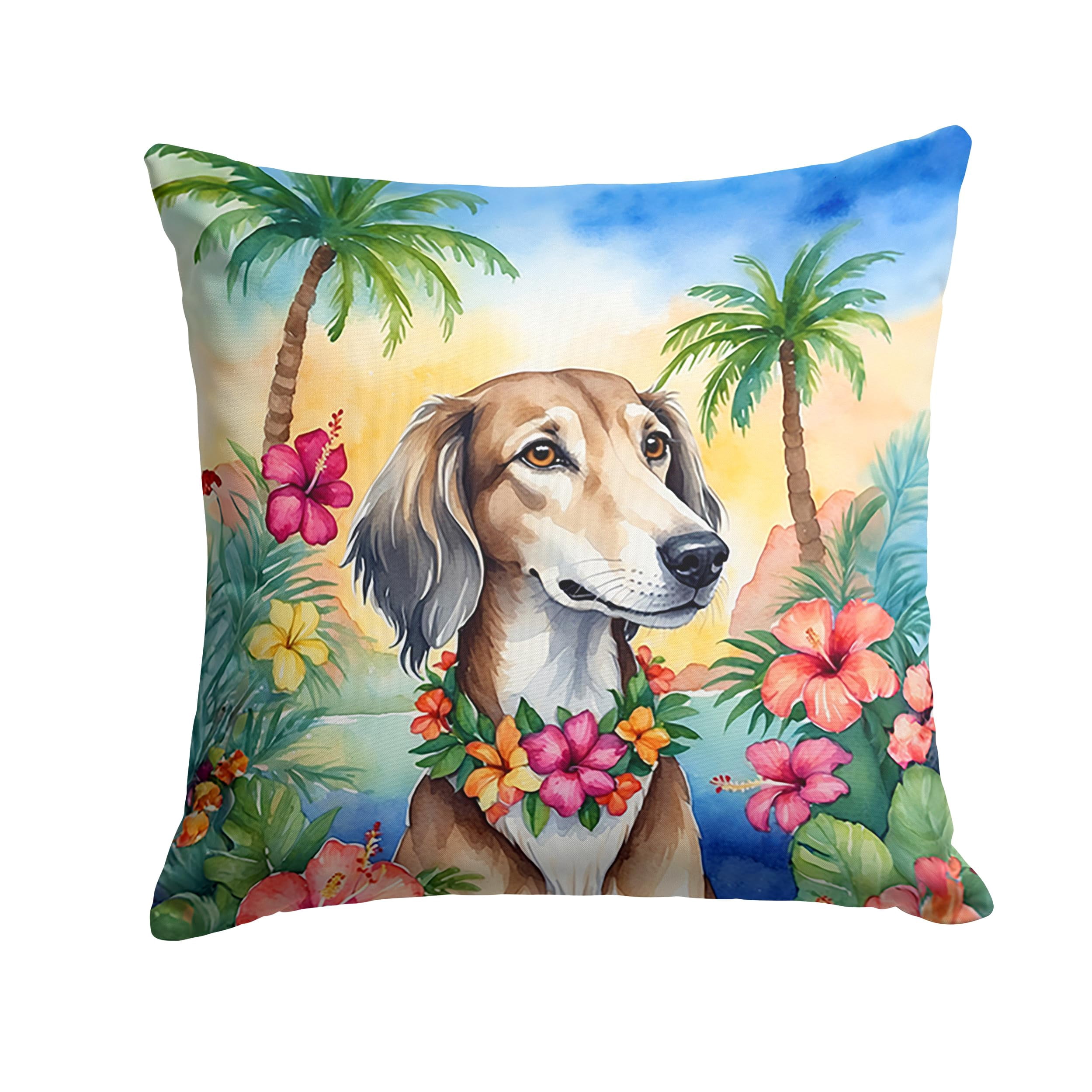 Saluki Luau Throw Pillow 14 in x 14 in