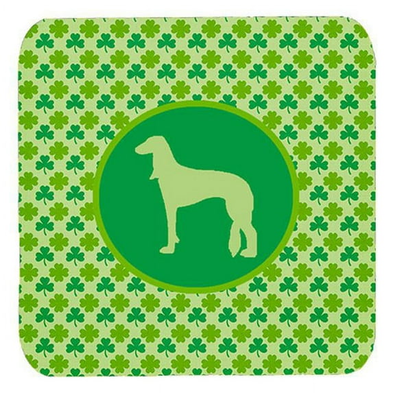 Saluki Lucky Shamrock Foam Coasters, Set Of 4