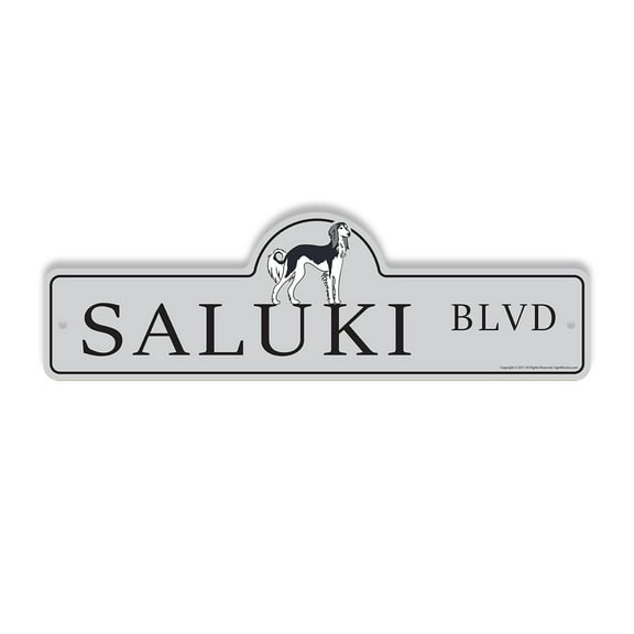 Saluki Plastic Street Sign - 7 Inch X 20 Inch Gift Dog Breed Pet Cute Loyal Animal Friendly Rustic Nature House Decor Family