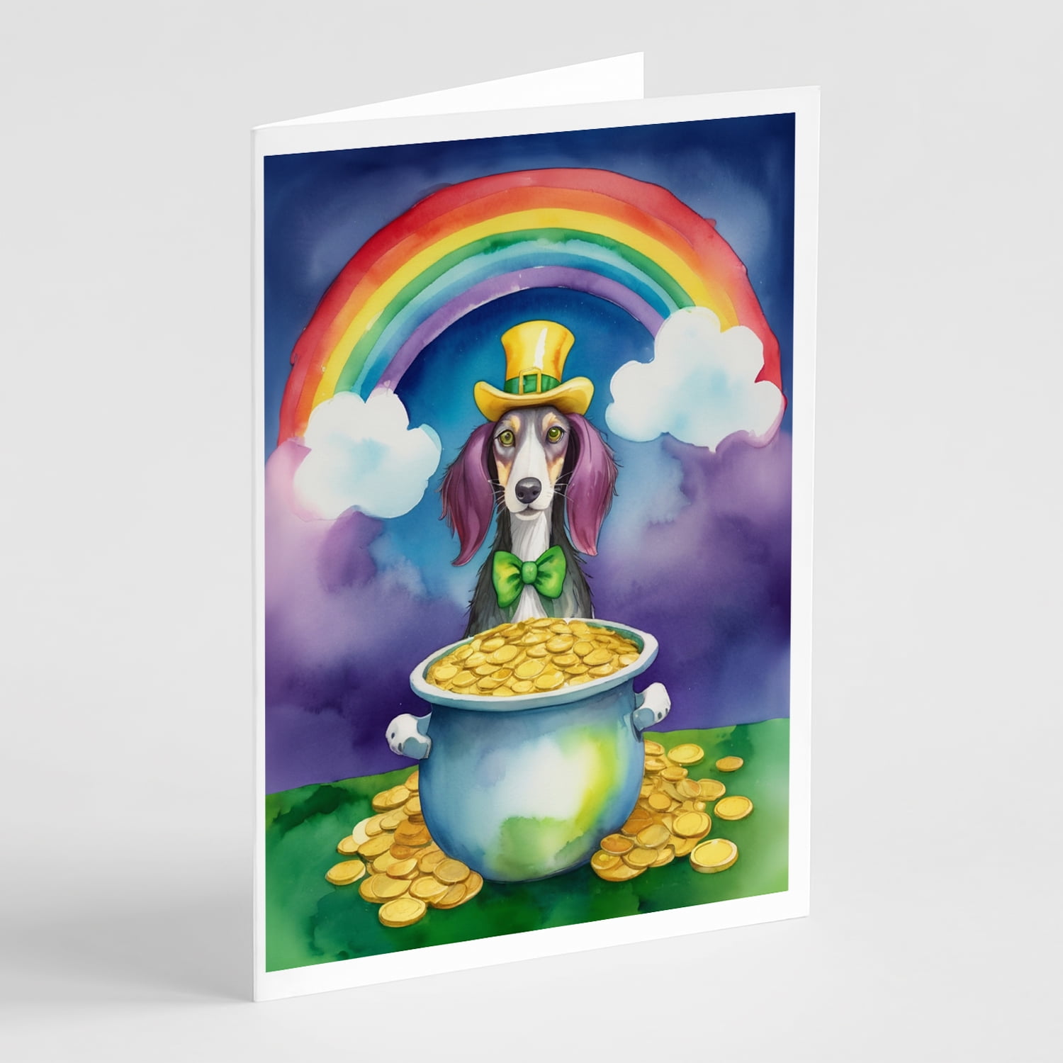 Saluki St Patrick's Day Greeting Cards Pack of 8 7 in x 5 in