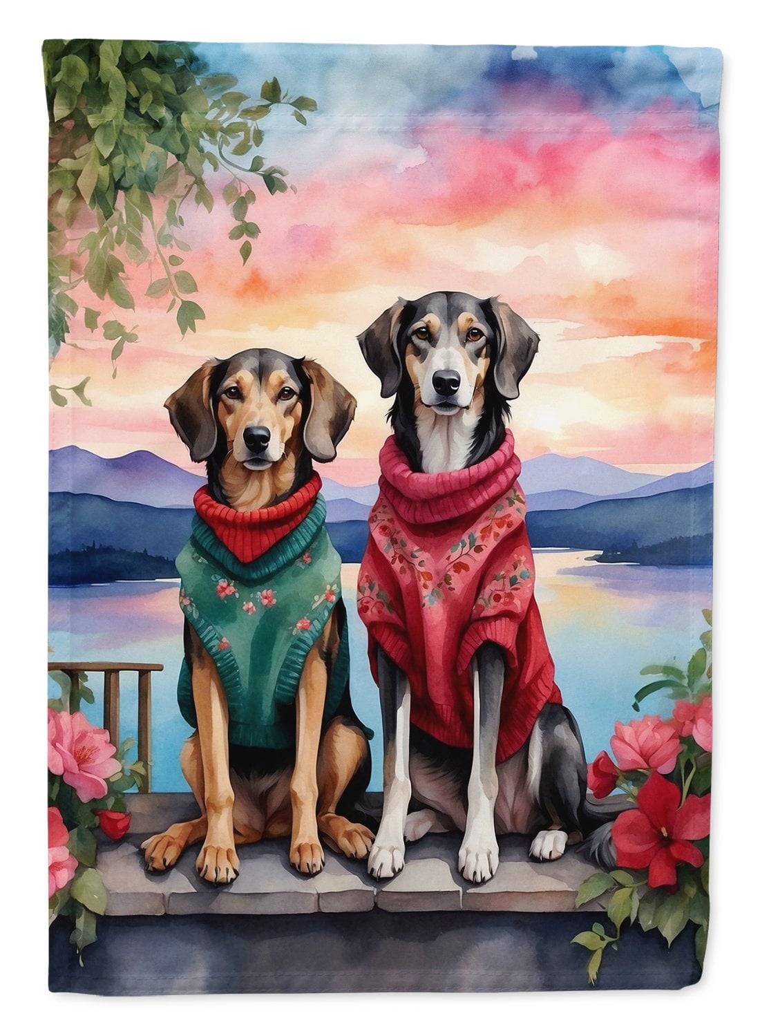 Saluki Two Hearts Garden Flag 11.25 in x 15.5 in