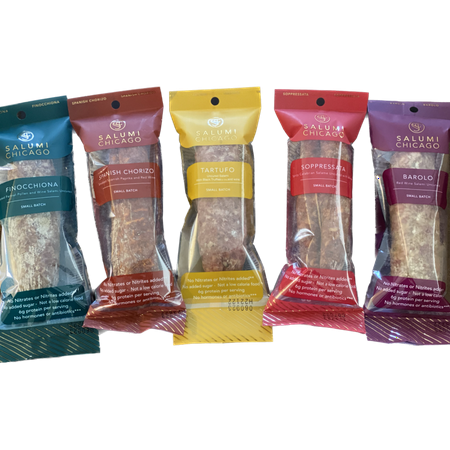 Salumi Chicago Artisan Salami Variety - Uncured, Gluten-Free, Keto Snack (5 x 5.3 oz.)