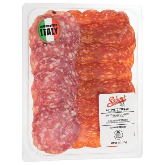 Salumi Italiani Antipasto Italiano Salami, Sliced Calabrese & Milano, 4OZ, 10 Pack