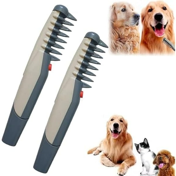 Saluqifa 2-in-1 Electric Pet Grooming Comb with Razor, Electric Dog Grooming Comb, Pet Knot Remover for Detangling Long Hair and Fur on Cats and Dogs (1pcs)