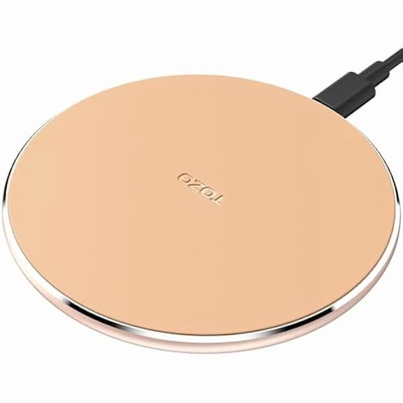Saluqifa 2025 Wireless Charger 15W Max Fast Wireless Charging Pad Compatible with iPhone 16/16 Plus/16 Pro Max /15/14/13/SE/12 Series, Samsung Galaxy S24/S23/S22 Series (No AC Adapter), Champagne