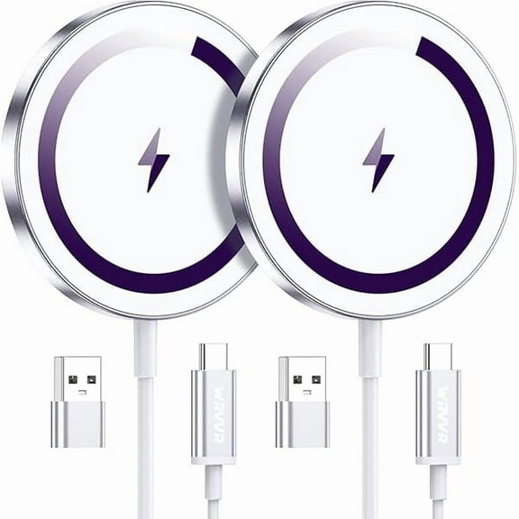 Saluqifa for Apple Mag-Safe Charger 2 Pack, Magnetic Wireless Charger for iPhone 16 15 14 13 12 Pro Max Plus Mini, 15W Fast Charging Pad, for Airpods 3/2/Pro, Strong Magnet, Purple
