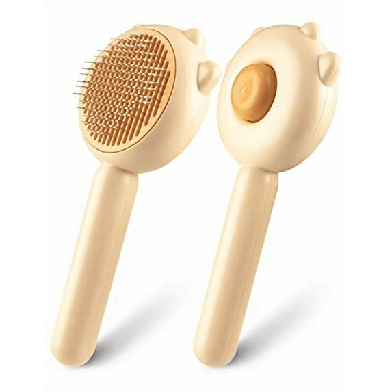 Saluqifa Cat Grooming Brush Self Cleaning Slicker Dogs Cats Doggy Pet Kittens One-Click Shedding Button Stainless Steel Teeth Comb Removal Loose Matted Tangled Hair Massage Indoor Outdoor Undercoat