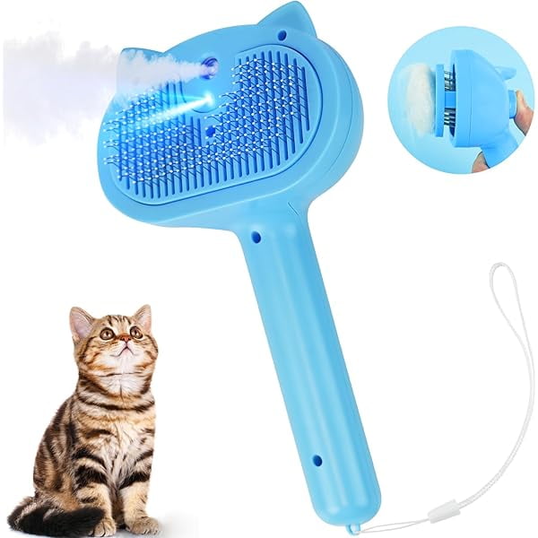 SOULBEAM 4-in-1 Pet Steam Spray Brush - Grooming Brush With Water Spray, Comb, Massage For Dogs & Cats