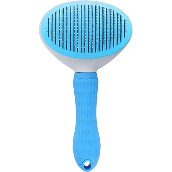Saluqifa Dog Brush Cat Brush Grooming Comb, Self Cleaning Slicker Brush, Pet Hair Removal Comb for Cats Non-slip Grooming Brush, Pet Grooming Tool with Cleaning for Cat Dog Shedding Tools (Blue)