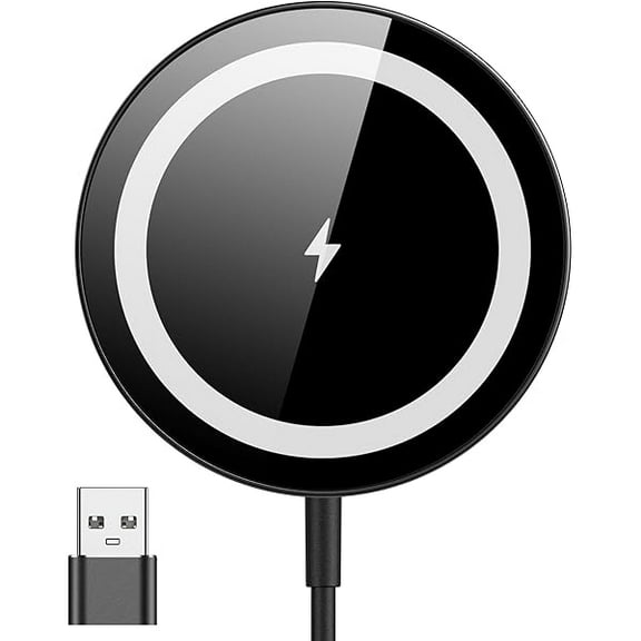 Saluqifa for Mag-Safe Charger, Magnetic Wireless Charger Made for iPhone 16/16 Pro/16 Pro Max/16 Plus/15/14/13/12 Series, 15W Max Fast Mag Safe Charging Pad for AirPods Pro 3 2 (Black)