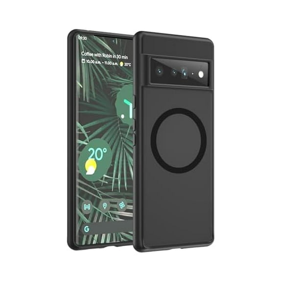 Saluqifa Magnetic Case for Google Pixel 6 Pro 5G (2021), Compatible with Wireless Charger, Slim Fit Anti-Scratch Translucent Matt Black Shockproof Case
