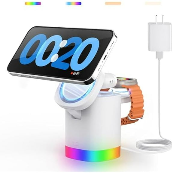 Saluqifa Magnetic Charging Station for Apple Watch: Wireless Charging Stand for Mag-Safe Charger Multiple Devices - for iPhone 16-12 Pro Max Plus, A-pple Watch Series 10-2, Air-Pods 4/3/2/Pro
