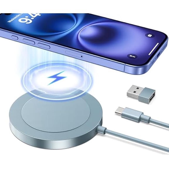 Saluqifa Magnetic Wireless iPhone Charger: Mag-Safe Charging Pad Compatible with iPhone 16 15 Pro Max Plus 14 Pro Max Plus 13 12 Pro Max AirPods Pro 3 2- Fast Charger Pad Dock for Home Office