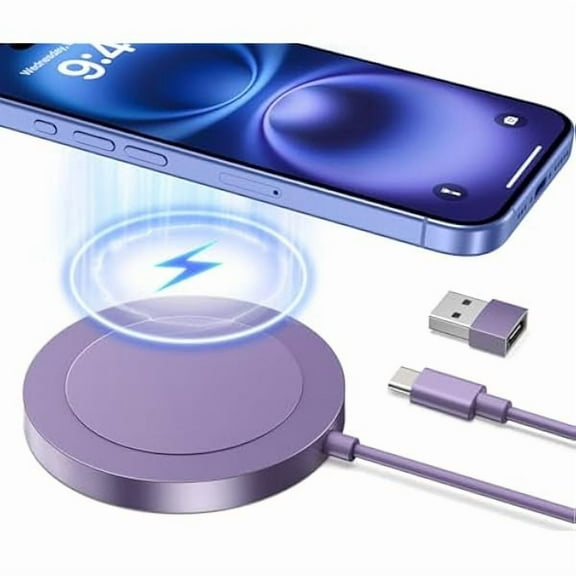 Saluqifa Magnetic Wireless iPhone Charger: Mag-Safe Charging Pad Compatible with iPhone 16 15 Pro Max Plus 14 Pro Max Plus 13 12 Pro Max AirPods Pro 3 2- Fast Charger Pad Dock for Home Office