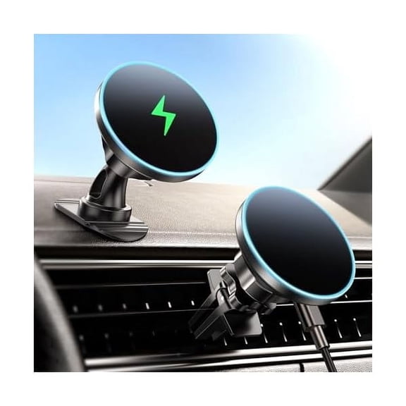 Saluqifa for Magsafe Car Mount Charger, [2025 Upgrade] 15W 2in1 Magnetic Wireless Car Charger, fits for Magsafe Car Charger, Vent/Dashboard Phone Holder for iPhone 16 15 14 13 12 Series(Cyan)