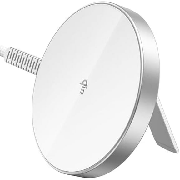 Saluqifa for Magsafe Charger with Kickstand, 15W Wireless Charger, Qi2 Magsafe Charger for iPhone 16/15/14/13/12, AirPods 4/3/Pro/Pro 2,Galaxy S25,Strong Magnetic Charging Pad with Type-C Cable,White