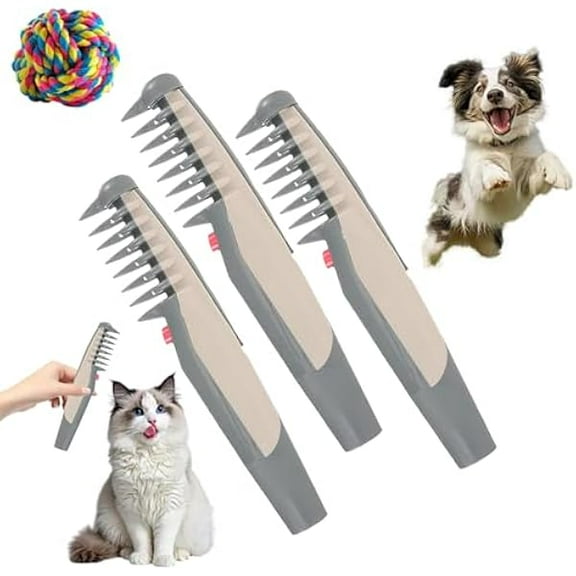 Saluqifa Mataway E-Comb, Lifweb Mataway E-Comb, Glosrity Mataway E-Combs with Razor for Dogs Cats, 2 In 1 Electric Pet Dog Grooming Hair Trimmer for All Breeds (3PCS)