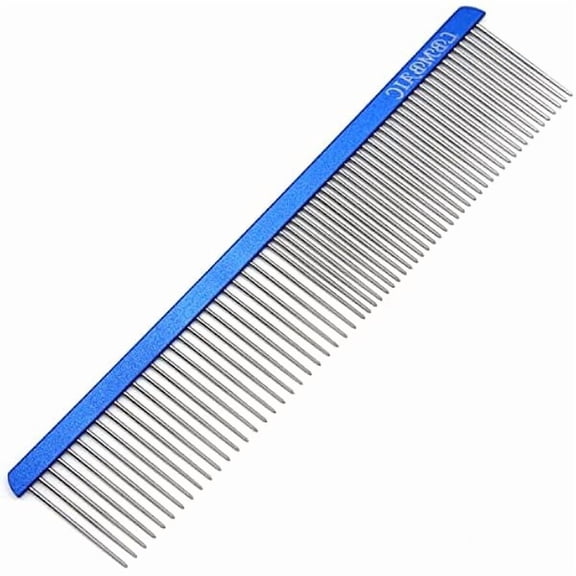 Saluqifa Metal Dog Grooming Comb for Shedding Tangles,Knots,Mats.Dog Combs With Long Wide Tooth for Long Thick Curly Hair Metal Pet Comb for Poodles and Goldendoodles Dematting.7.5INCHES.