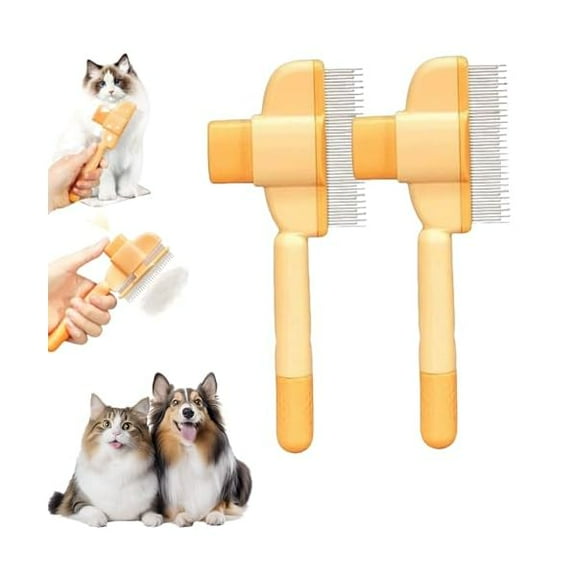 Saluqifa Pawmingle Cat Brush, Zenbrush Cat Comb, Zen Brush For Cats, Self Cleaning Pet Flea Comb Grooming For Massaging And Cleaning Shedding Hair