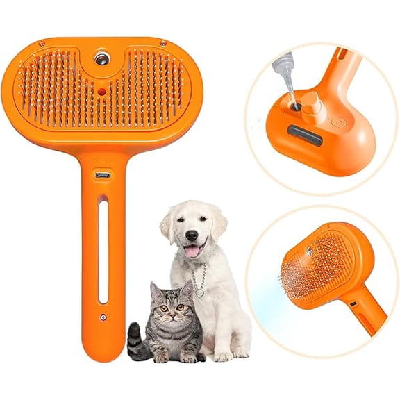 Saluqifa Pet Brush with Water Tank and Release Button - Hair Removal Comb for Shedding Cats and Dogs
