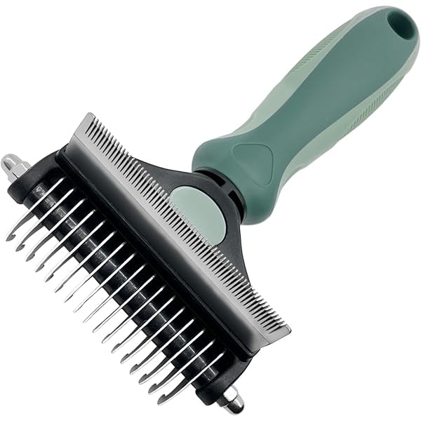 Image showcasing Saluqifa Pet Grooming 2 in 1 Rake Comb Dog Undercoat Dematting ...