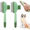 thumbnail image 1 of Saluqifa Pet Hair Comb, 2025 New Wider Cat Flea Comb with Release Button, 360 Degree Rotating Pet Grooming Brush for Cats Dogs (2pcs Green), 1 of 1