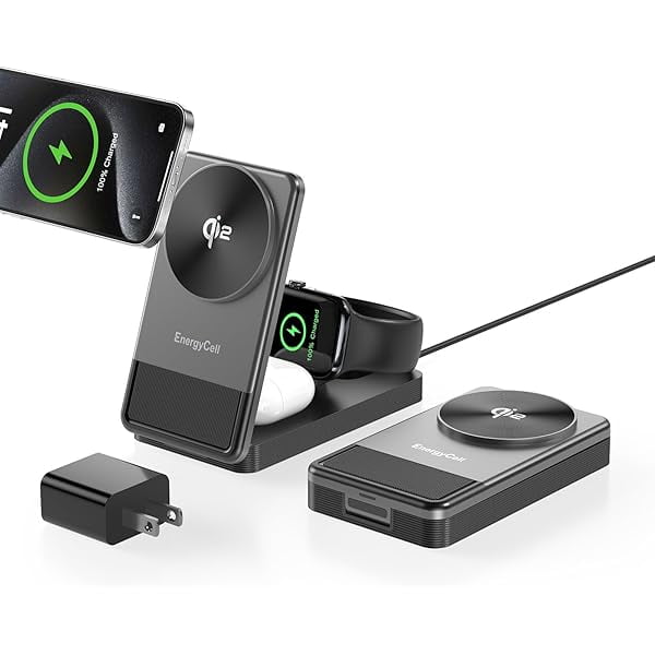 Saluqifa Qi2 3 in 1 Wireless Charging Station for Apple, 15W Wireless Travel Charger for iPhone 16/15/15 Pro/14/13/12, Apple Watch, Airpods, Fast Charger for Multiple Devices Apple