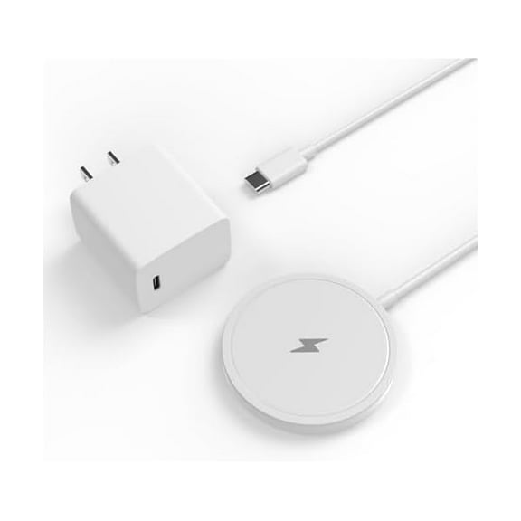 Saluqifa Wireless Charger, 15W Max Fast Magnetic Wireless Charging Pad Compatible with iPhone 15/14/13/12 Series, AirPods Pro 2 with AC Adapter White