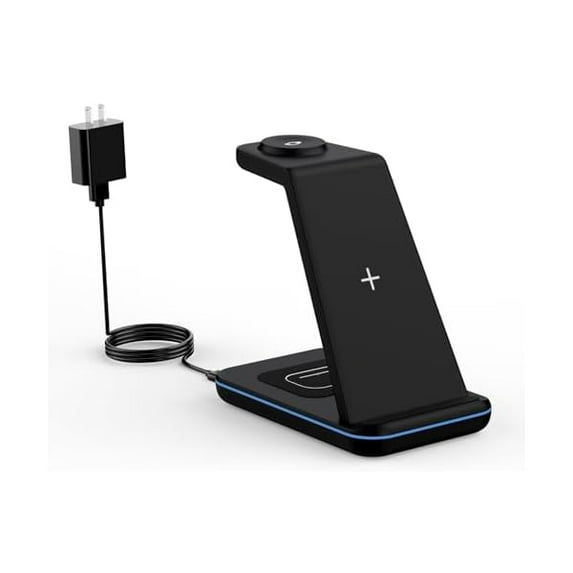 Saluqifa Wireless Charger Stand, 3 in 1 Fast Wireless Charging Station Dock for Apple Watch 9/8/7/6/SE/5/4/3/2, Airpods 3/2/Pro, iPhone 16/15/14/14 Plus/14 Pro Max/13/13 Pro/12/12 Pro/SE/X/XR/XS/8