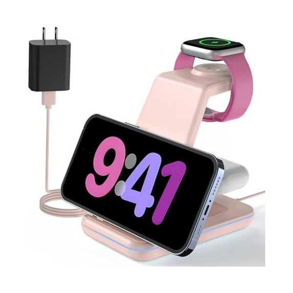 Saluqifa Wireless Charging Station for Apple Devices: 3 in 1 Phone Charger Stand for iPhone 16 15 14 13 12 11 SE X Pro Max - Apple Watch Ultra/10/9/8/SE/7/6/5/4/3 - AirPods Pro 2 3 4