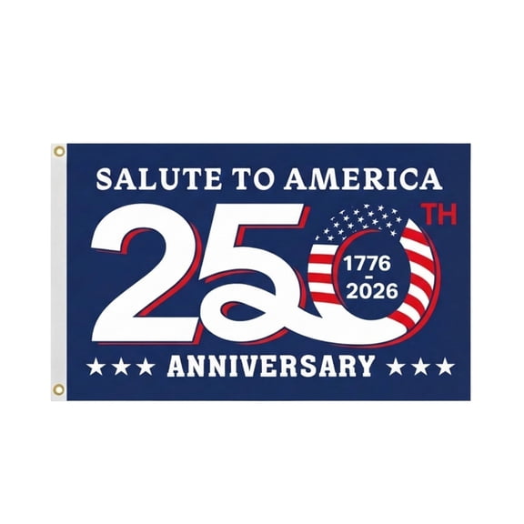 Salute to America 250th Anniversary Flag, 1776‑2026 Patriotic Commemorative Double‑Sided Banner for Outdoor Indoor Yard Porch Party Decor, 59in × 35.43in