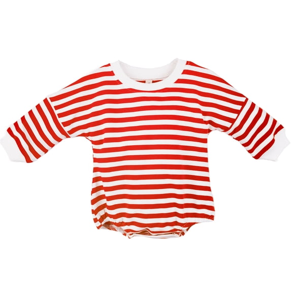 Salute Newborn Infant Baby Boys Girls Unisex Long Sleeve Stripe Onesie Romper Bodysuit Casual Clothing Outfit Red 18-24 Months