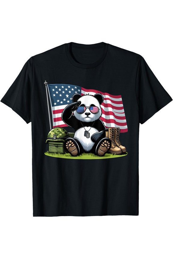 Salute Panda American Usa Flag Memorial Day 4Th Of July T-Shirt Unisex T-Shirt
