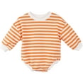 thumbnail image 1 of Salute Unisex Baby Boys Girls Long Sleeve Stripe Romper Infant Toddler Sweatshirts Bodysuit Casual Clothing Outfit Orange 18-24 Months, 1 of 5