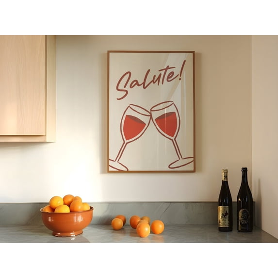 Salute Wine Wall Art! Boho, Minimalist Modern Art,Boho&Minimalistdecor,Retro Art, File Wall Art, Modern Wall Decor, 16x24 UNFRAMED