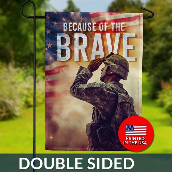 Saluting Soldier Double Sided Flag Because Of Brave Support