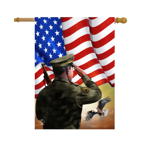 Saluting Soldier Flag 12x18 POLE NOT INCLUDED Garden Flag