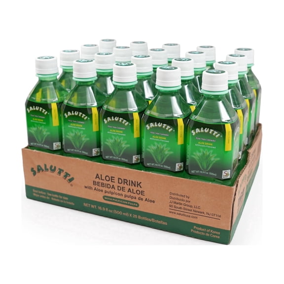 Salutti Original Aloe Vera Drink with Aloe Pulp, 16.9 fl oz, 20 Count Bottles