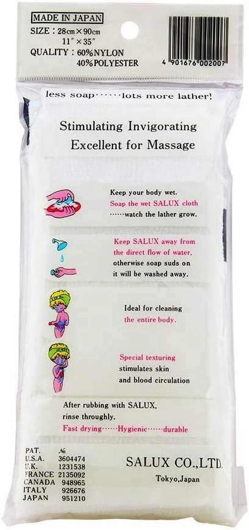 Salux NO.200 Nylon Japanese Beauty Skin Bath Wash Cloth Towel, White 3