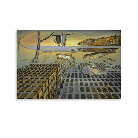 Salvador Dalí Surrealism Painting Poster The Disintegration of The Persistence of Memory Room Aesthetic Poster Print Art Wall Painting Canvas Posters Gifts Modern Bedroom Decor 12x18inch(30x45cm)